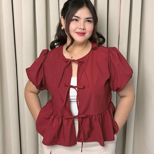 Ysabel Ribbon Embellished top Mid size to Plus size